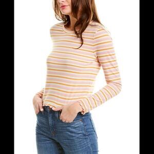 Madewell stripped ruffle long sleeve cropped shirt‎